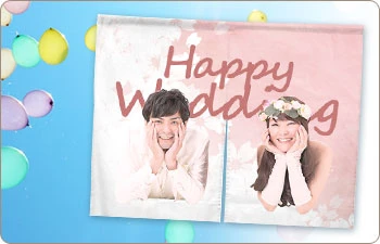 結婚式のれん|フルカラーデザイン
