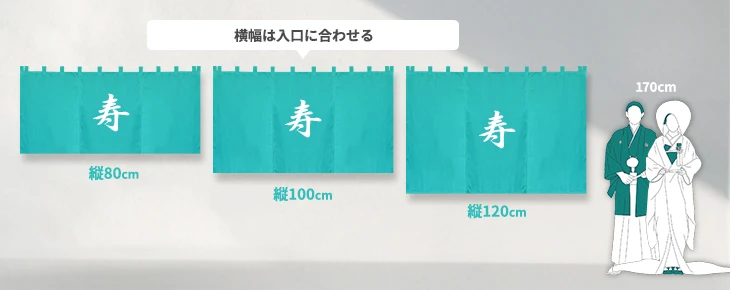 オリジナル結婚式のれんのサイズ例